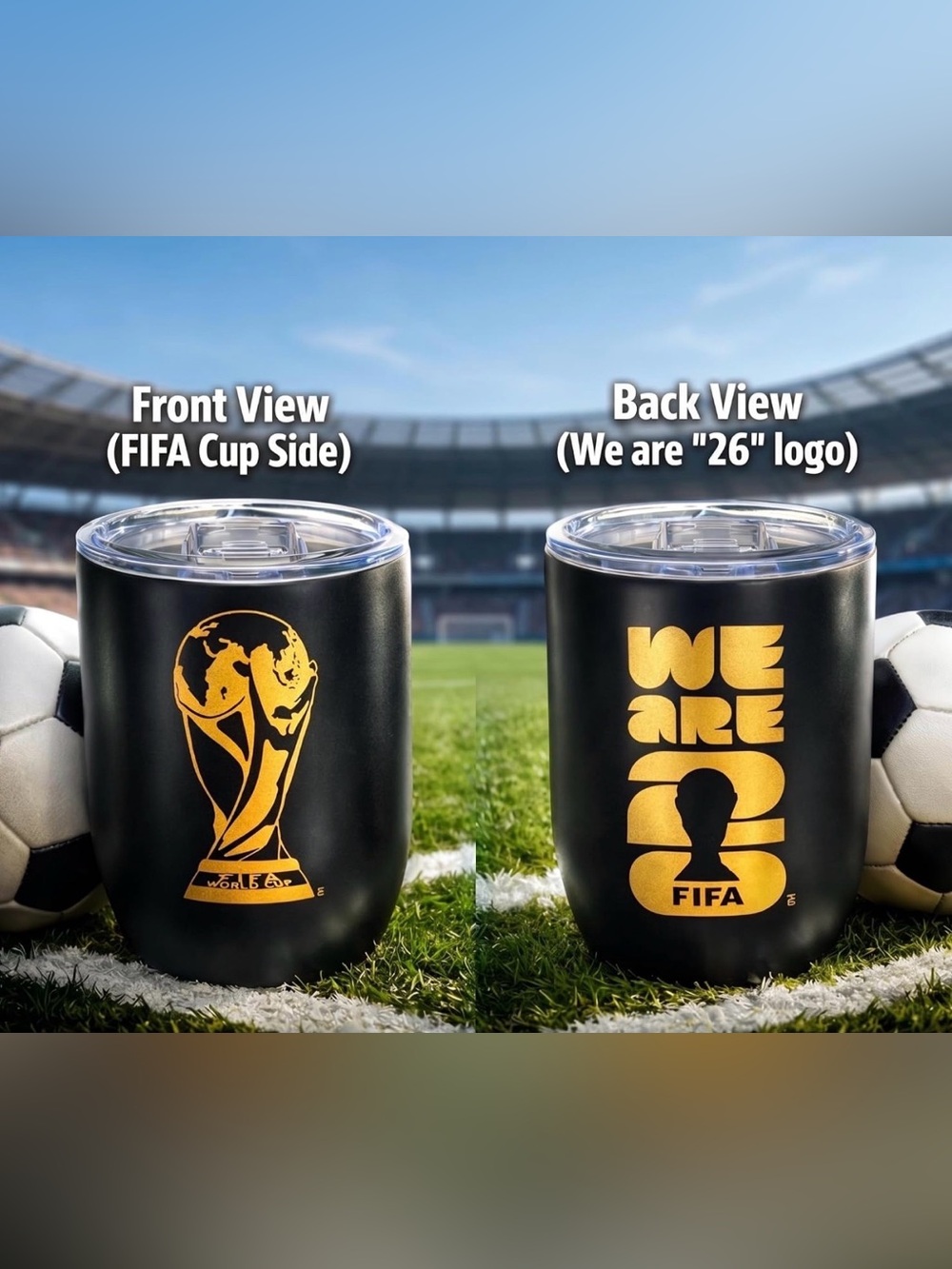 Official 2026 FIFA World Cup 12oz Insulated Wine Tumbler